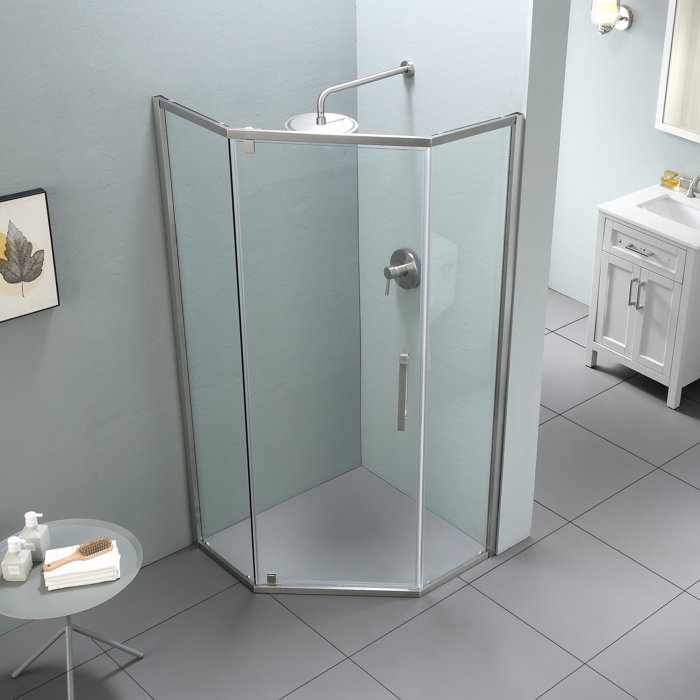 ling Shower Door 341/8" X 72" SemiFrameless NeoAngle Hinged Shower